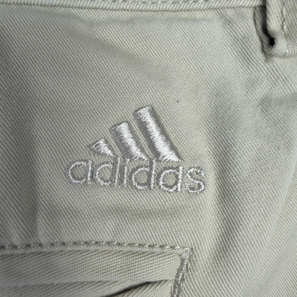 Adidas Stretch Pants Women Size 10 Khaki Beige Zipper Pockets Cotton Chino - Picture 3 of 10